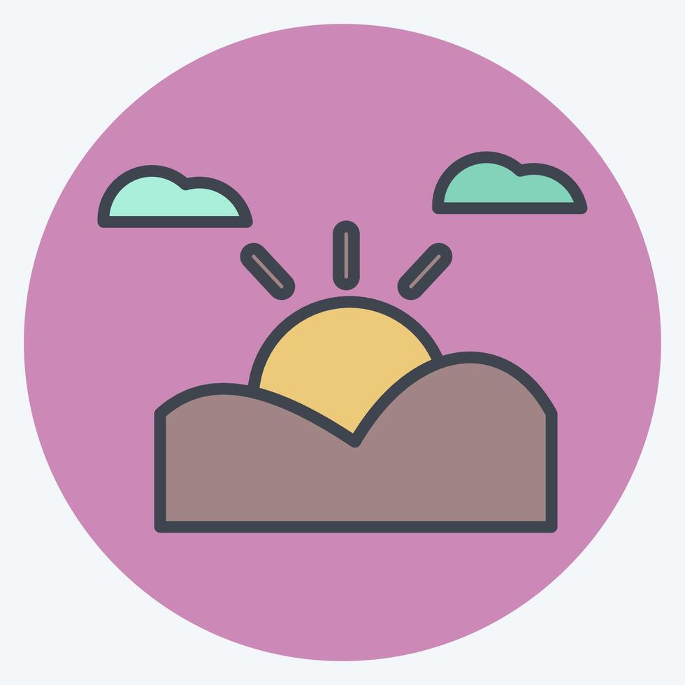 icona tramonto. relazionato per Kenia simbolo. colore compagno stile. semplice design modificabile. semplice illustrazione vettore