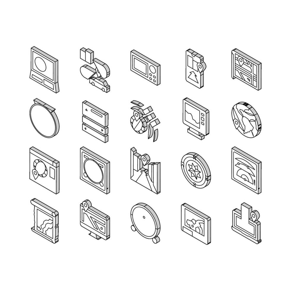 carta geografica Posizione sistema collezione isometrico icone impostato vettore