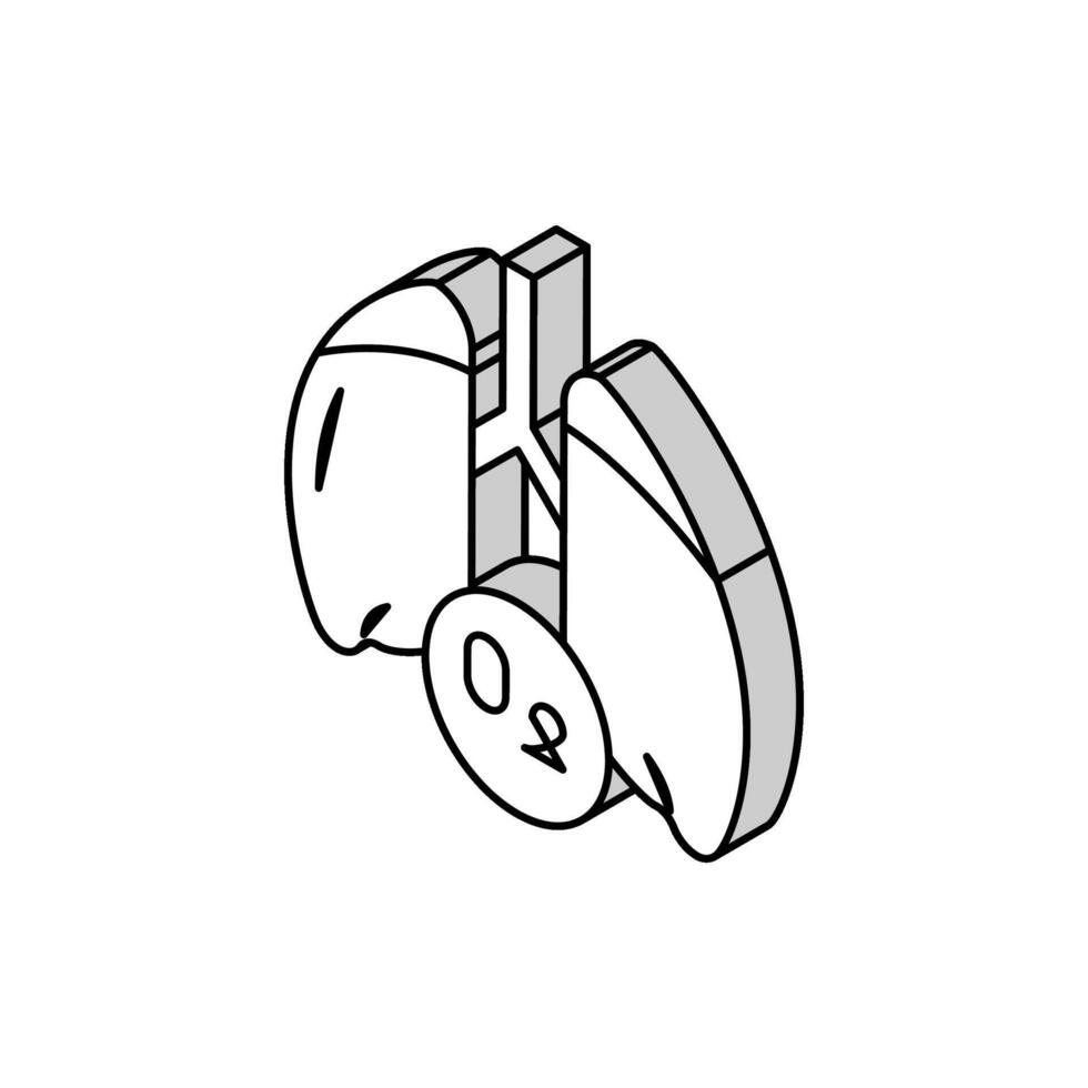polmoni con ossigeno isometrico icona vettore illustrazione