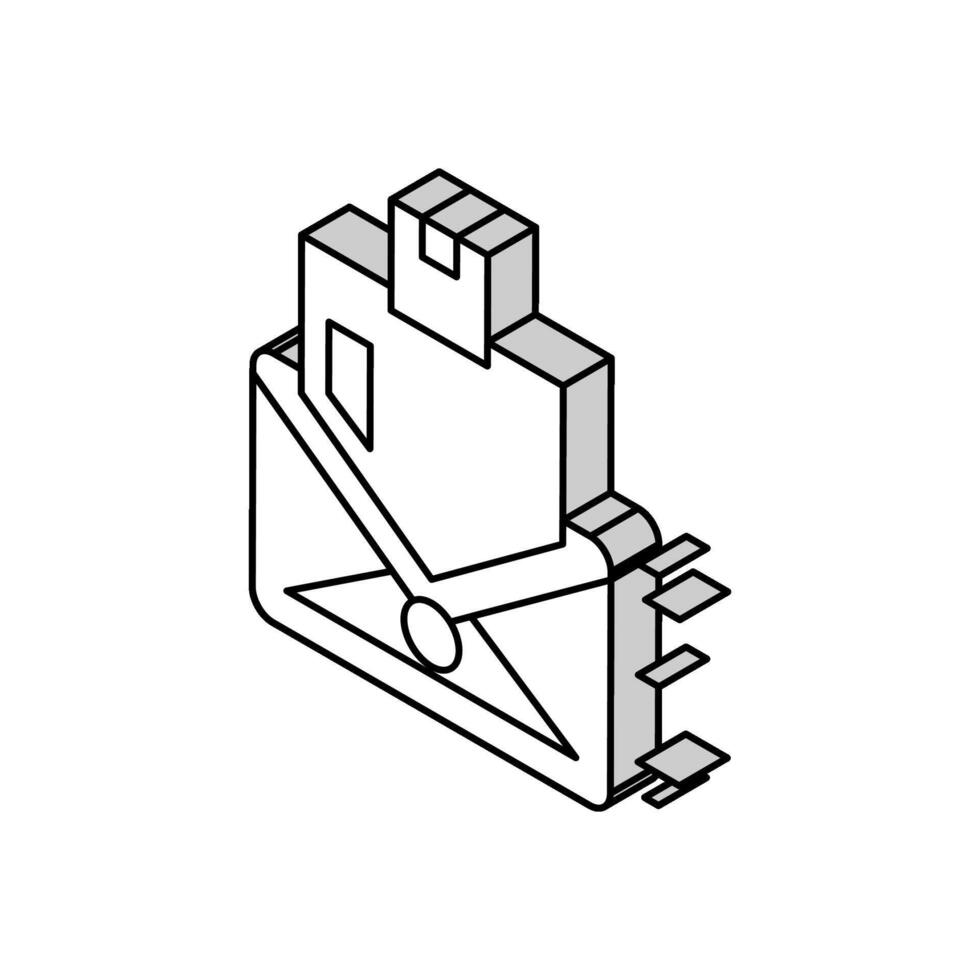 ordine invio nel lettera isometrico icona vettore illustrazione