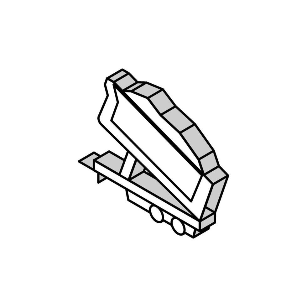 sabbia mezzi di trasporto trailer isometrico icona vettore illustrazione