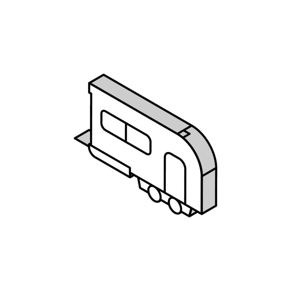 camper trailer isometrico icona vettore illustrazione