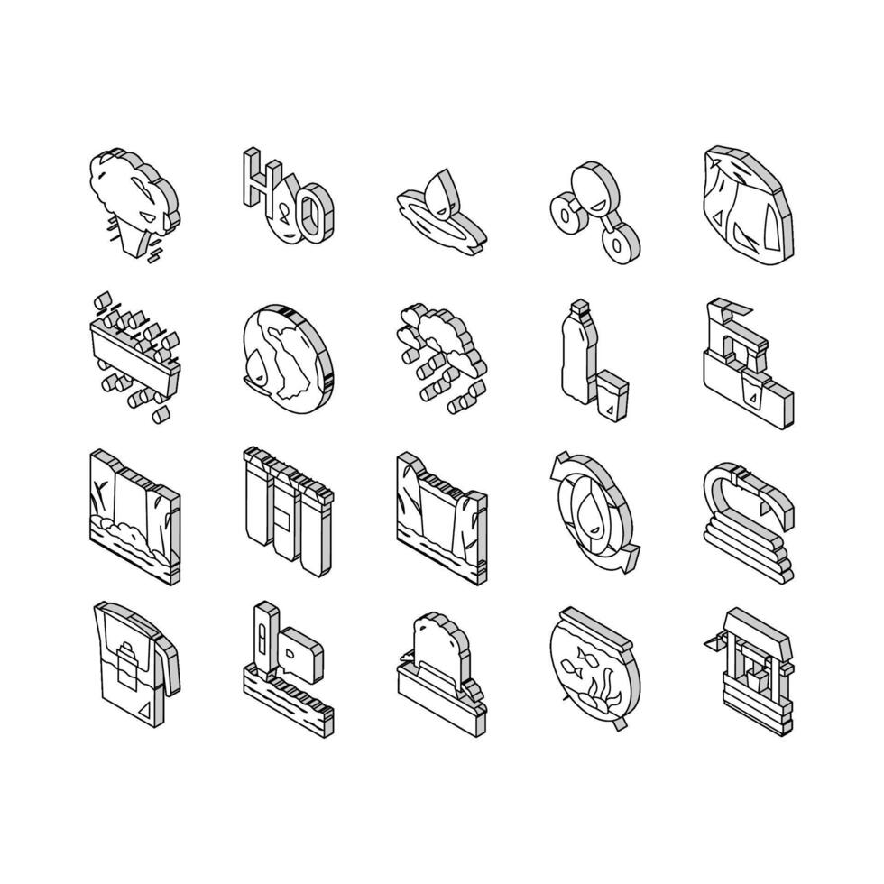 acqua purificazione collezione isometrico icone impostato vettore