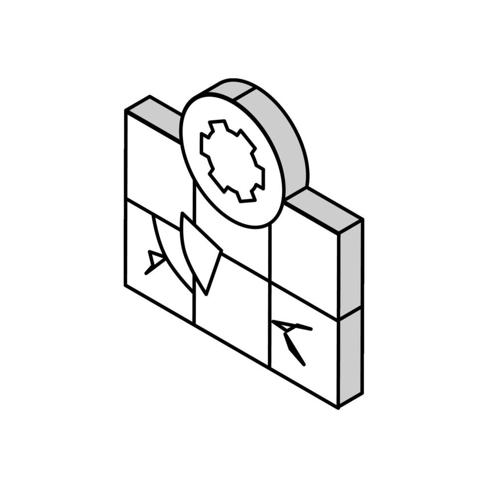 piastrella riparazione isometrico icona vettore illustrazione