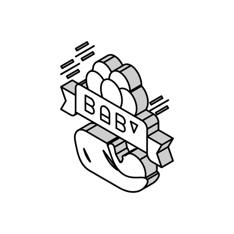 bambino Nato celebrazione palloncini isometrico icona vettore illustrazione