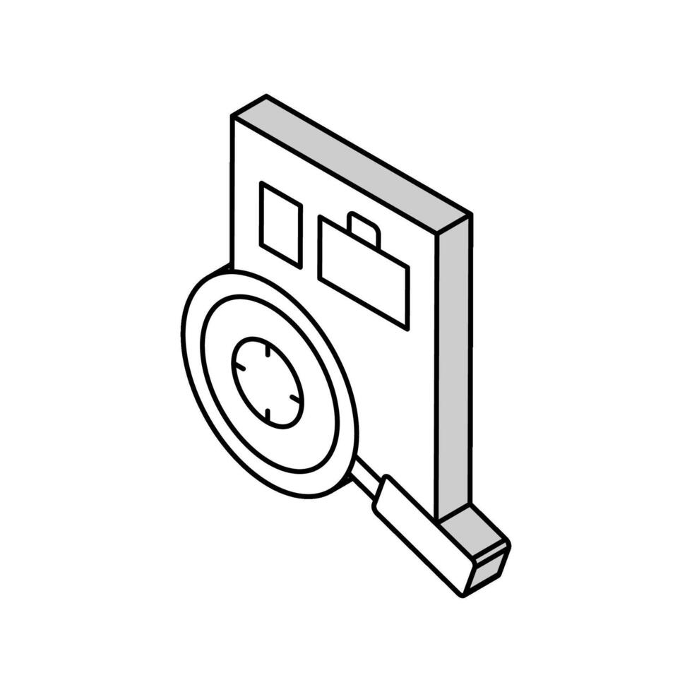 ricercando CV o attività commerciale Astuccio isometrico icona vettore illustrazione