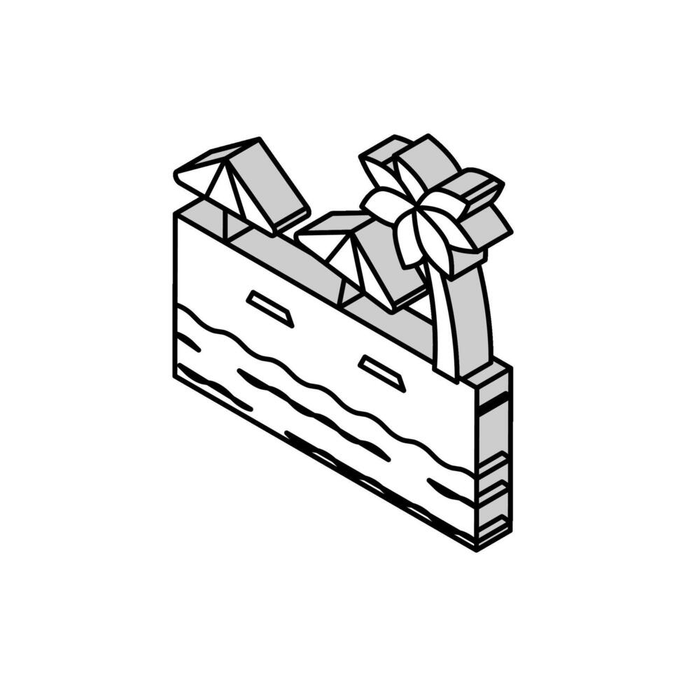 spiaggia sabbioso ricorrere isometrico icona vettore illustrazione