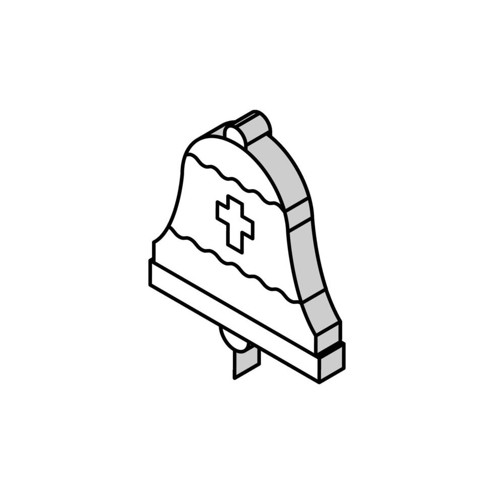 campana cristianesimo isometrico icona vettore illustrazione