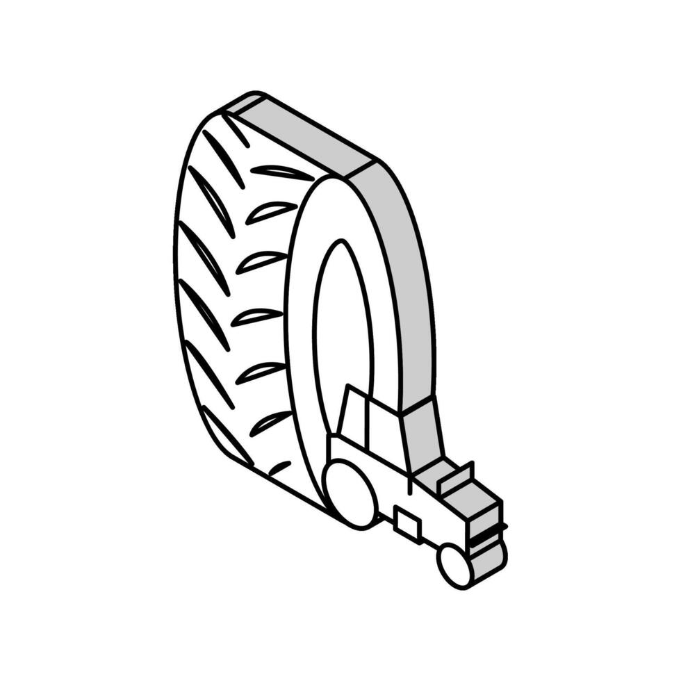 azienda agricola trattore pneumatici isometrico icona vettore illustrazione