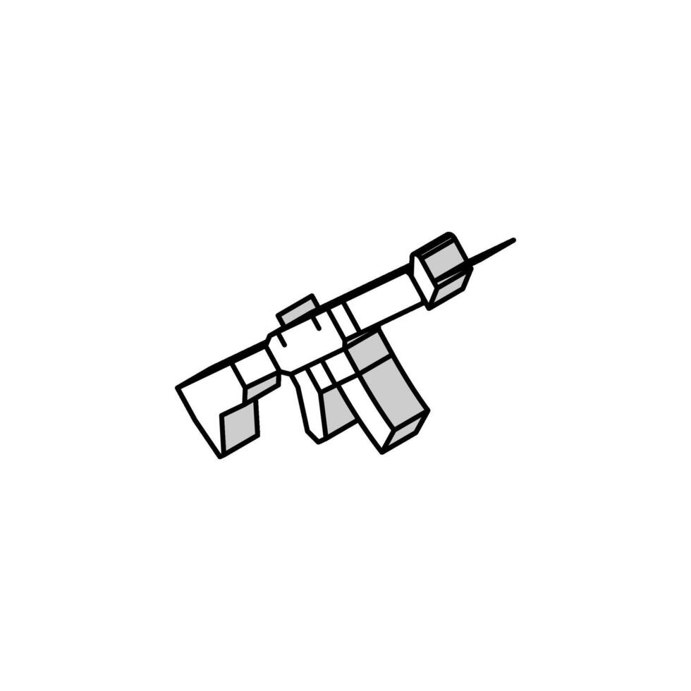 fuoco centrale fucile isometrico icona vettore illustrazione