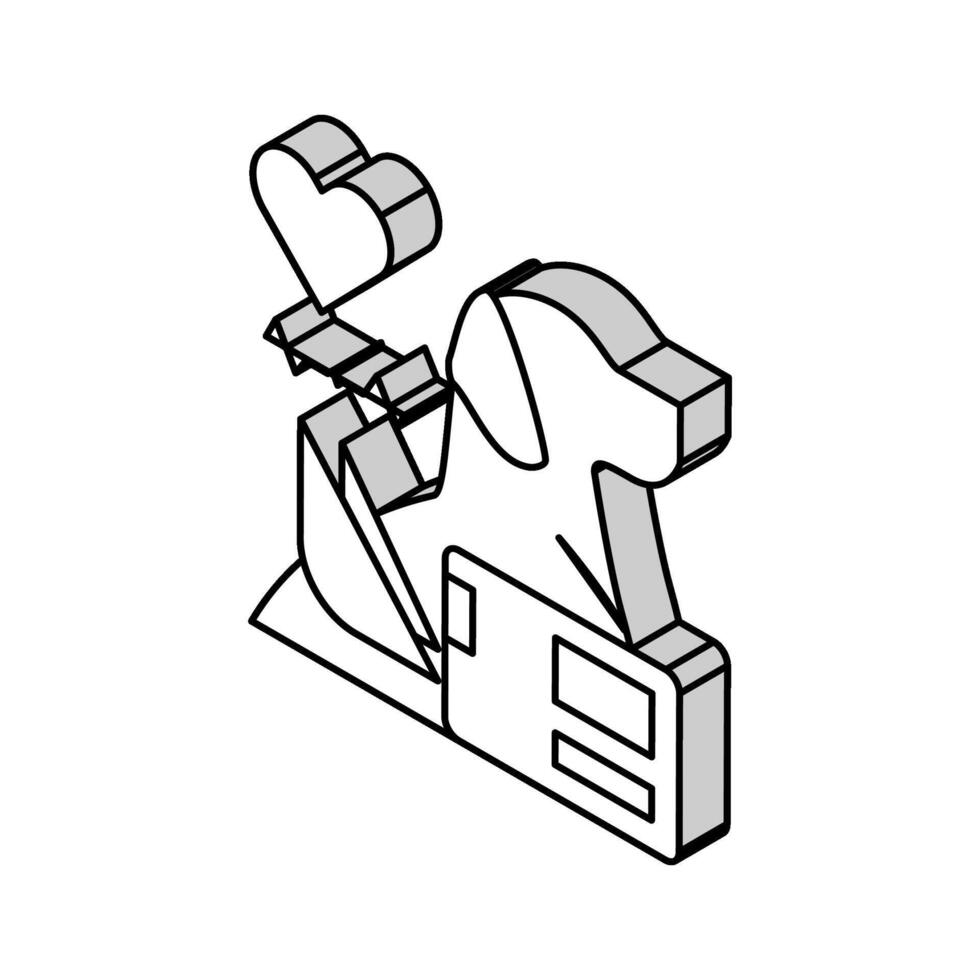 ekg cuore di domestico animale isometrico icona vettore illustrazione