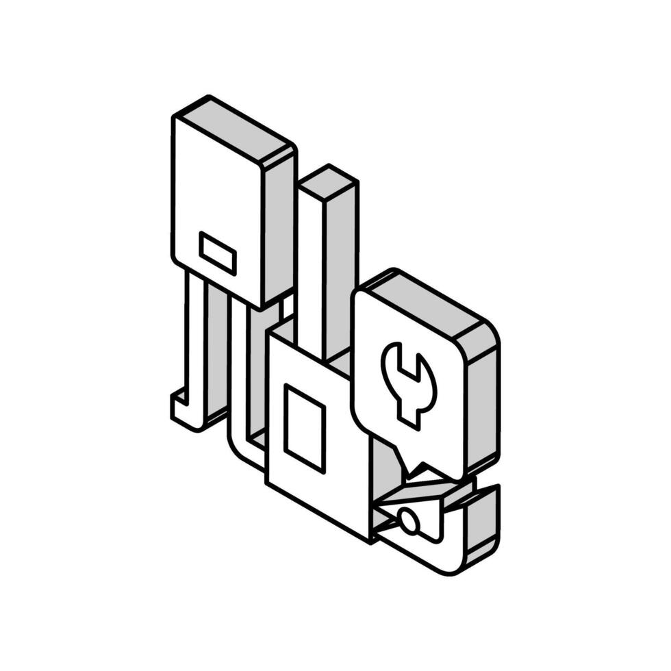forno riparazione isometrico icona vettore illustrazione