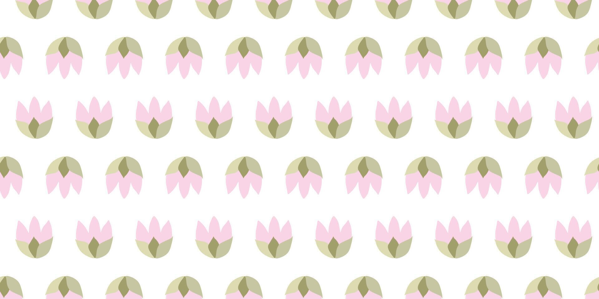senza soluzione di continuità modello con piatto carino rosa tulipani teste. vettore infinito struttura per Pasqua primavera disegno, San Valentino giorno, marzo 8, donne giorno, saluto carta, tessuto, annuncio, manifesto, tessile, sfondo