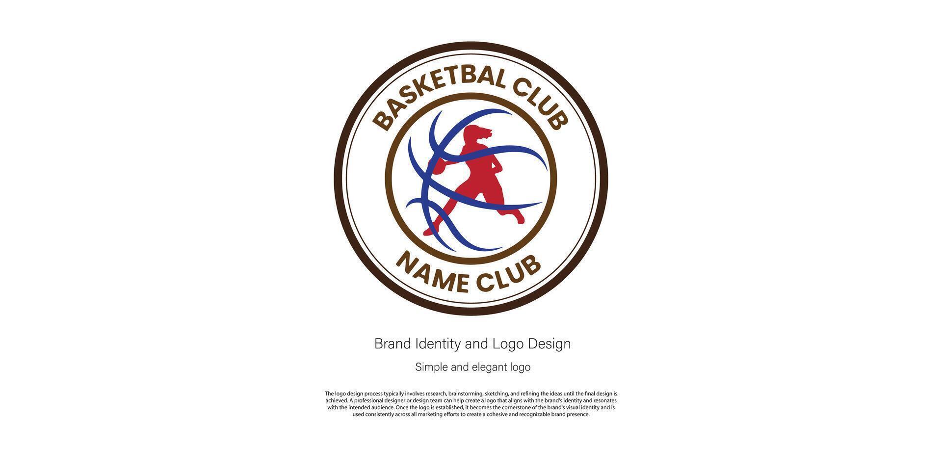 pallacanestro logo design per club o logo progettista vettore