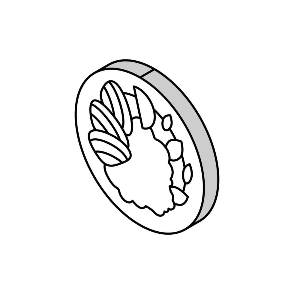 piatto frutti di mare isometrico icona vettore illustrazione