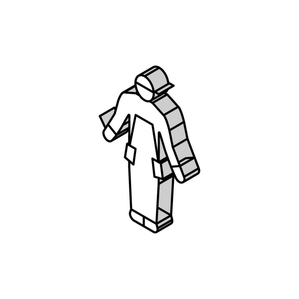 illustrazione vettoriale dell'icona isometrica del costruttore del lavoratore