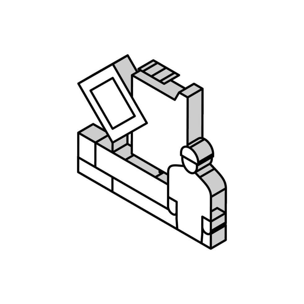 ingegnere su costruzione cortile isometrico icona vettore illustrazione