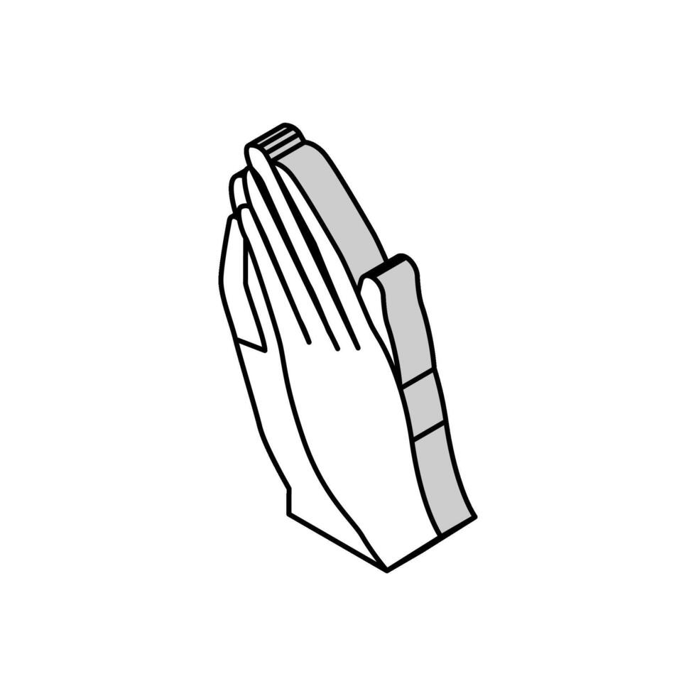 pregare mano gesto isometrico icona vettore illustrazione