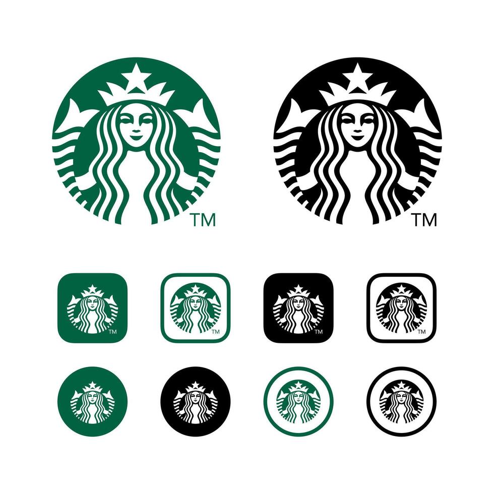 Starbucks loghi. editoriale uso solo. Vinnitsa, Ucraina - febbraio 20, 2024 vettore