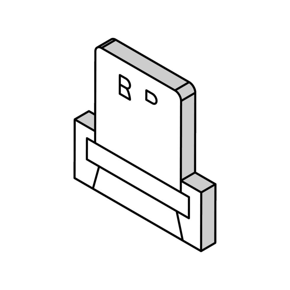 strappare pietra sepolcrale isometrico icona vettore illustrazione