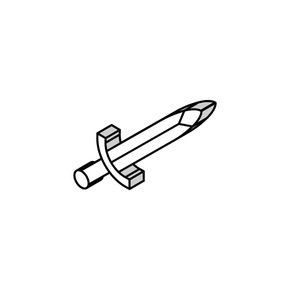 illustrazione vettoriale dell'icona isometrica dell'arma della spada