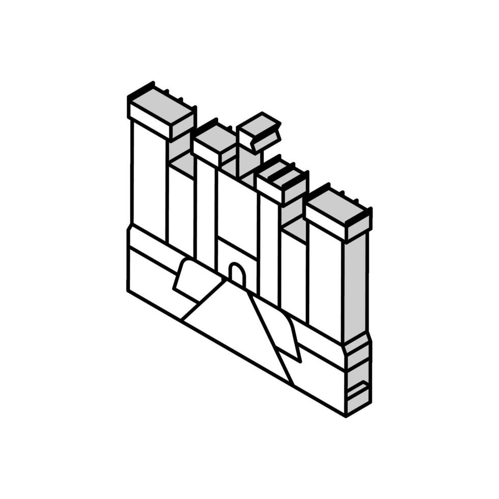 illustrazione vettoriale dell'icona isometrica dell'edificio medievale del castello