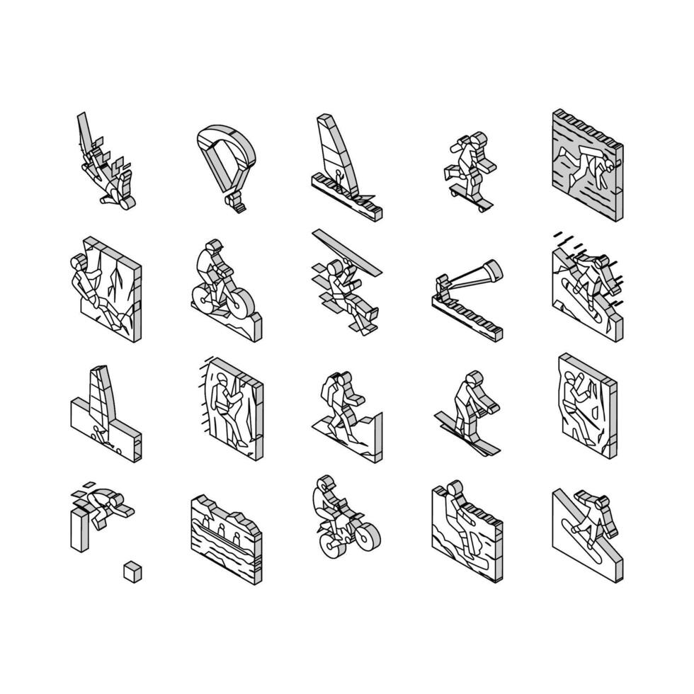 estremo sport sportivo attività isometrico icone impostato vettore