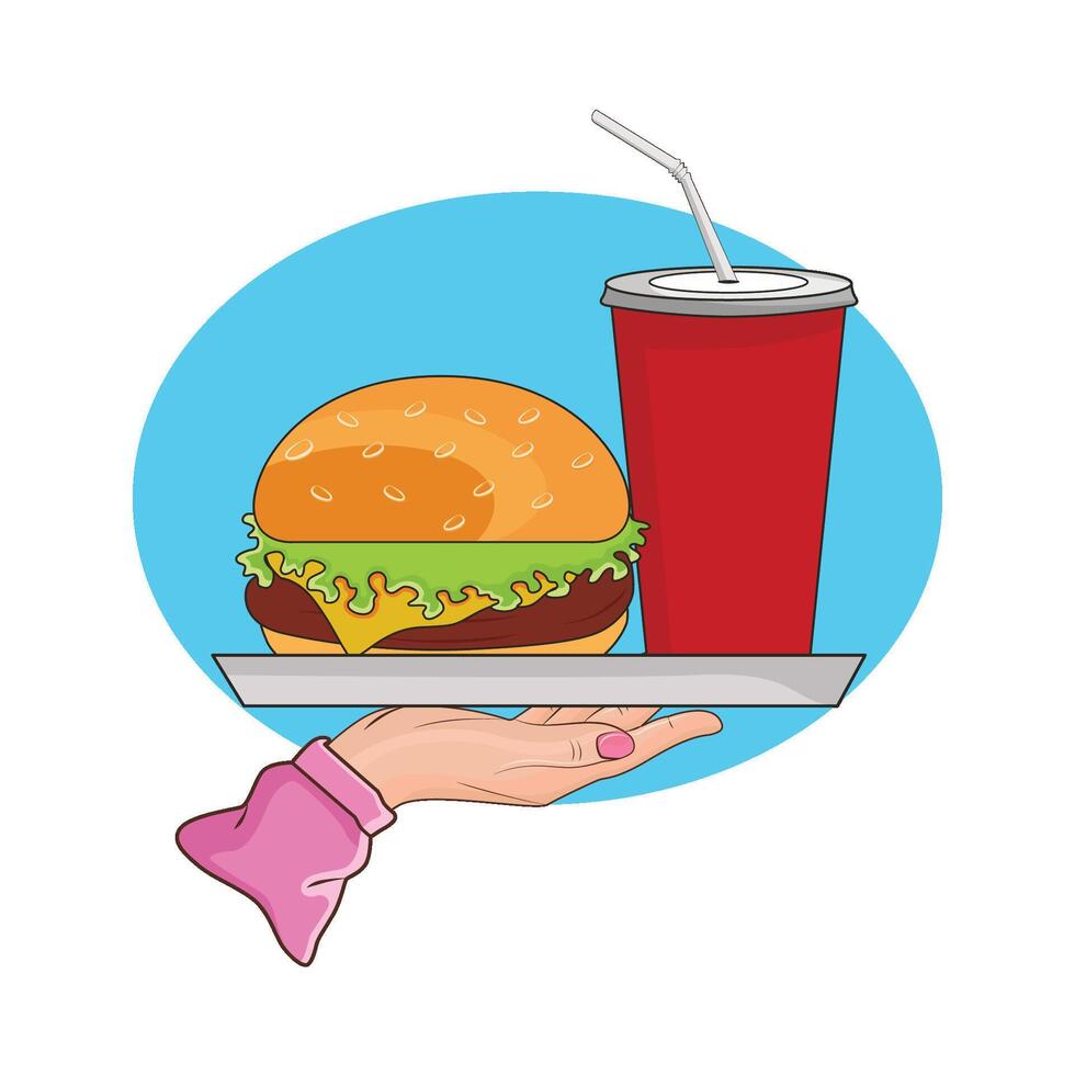 illustrazione di hamburger e bevanda vettore