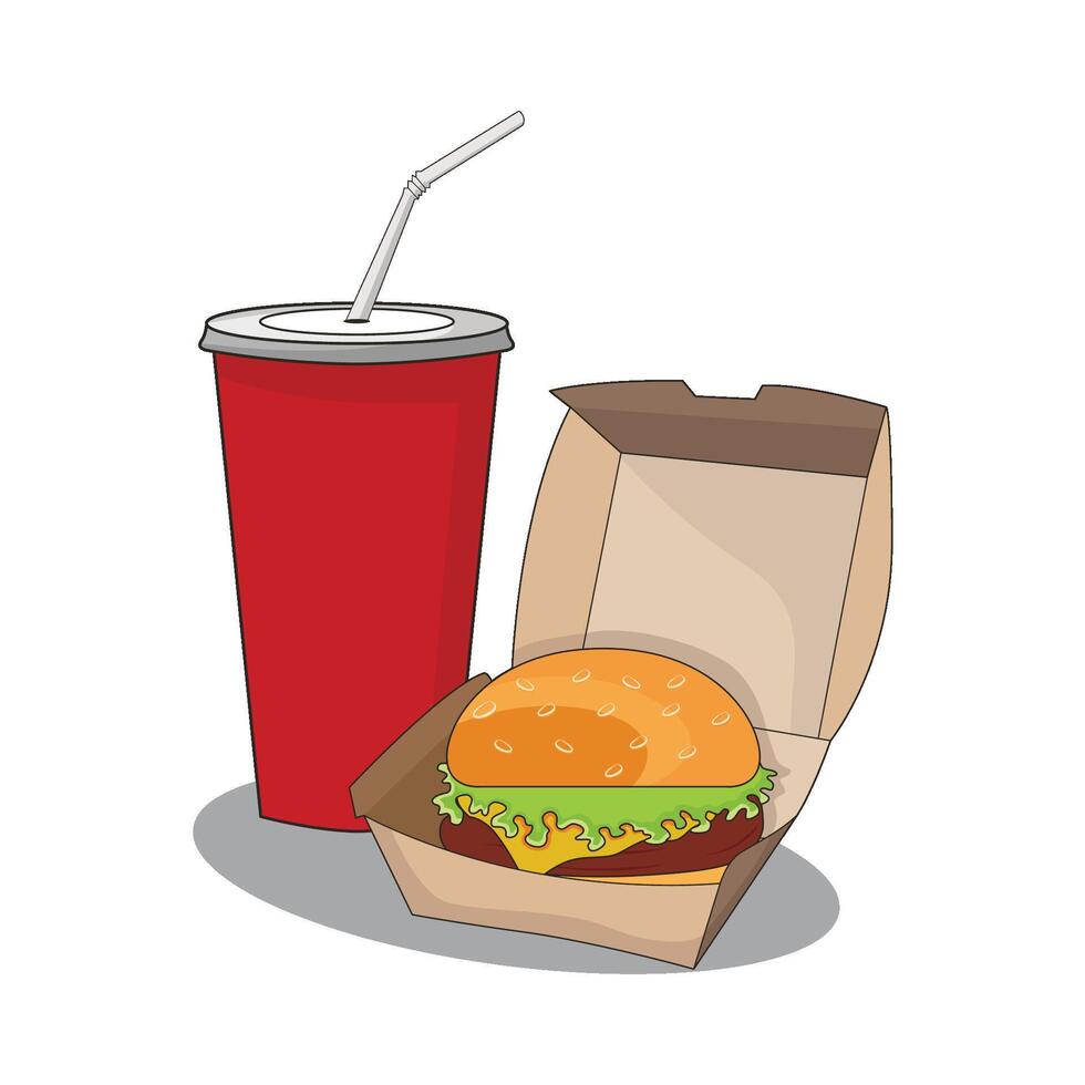 illustrazione di hamburger e bevanda vettore
