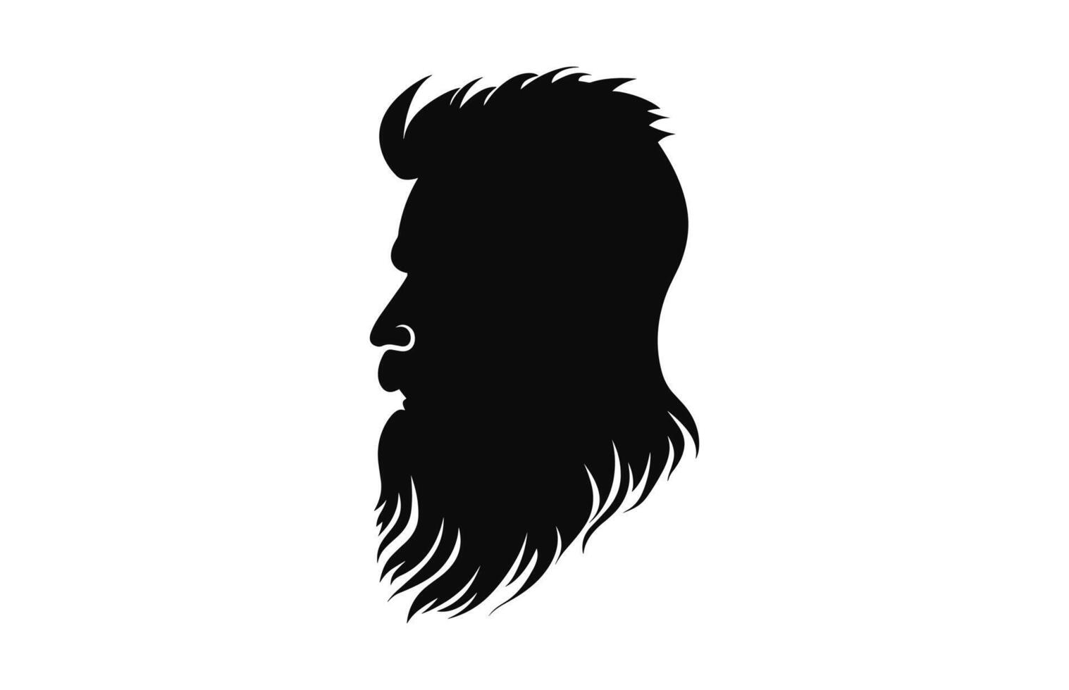un' lungo barba con taglio di capelli nero silhouette vettore gratuito