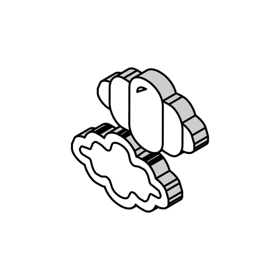illustrazione vettoriale dell'icona isometrica della pasta degli gnocchi