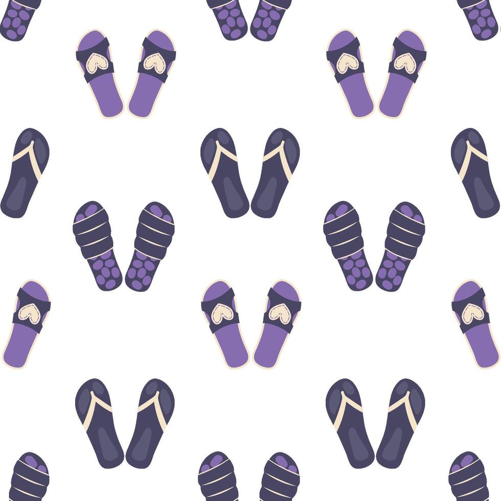 senza soluzione di continuità Flip flop modello. colore estate sfondo. viola ripetere sfondo. cartone animato piatto illustrazione. vettore