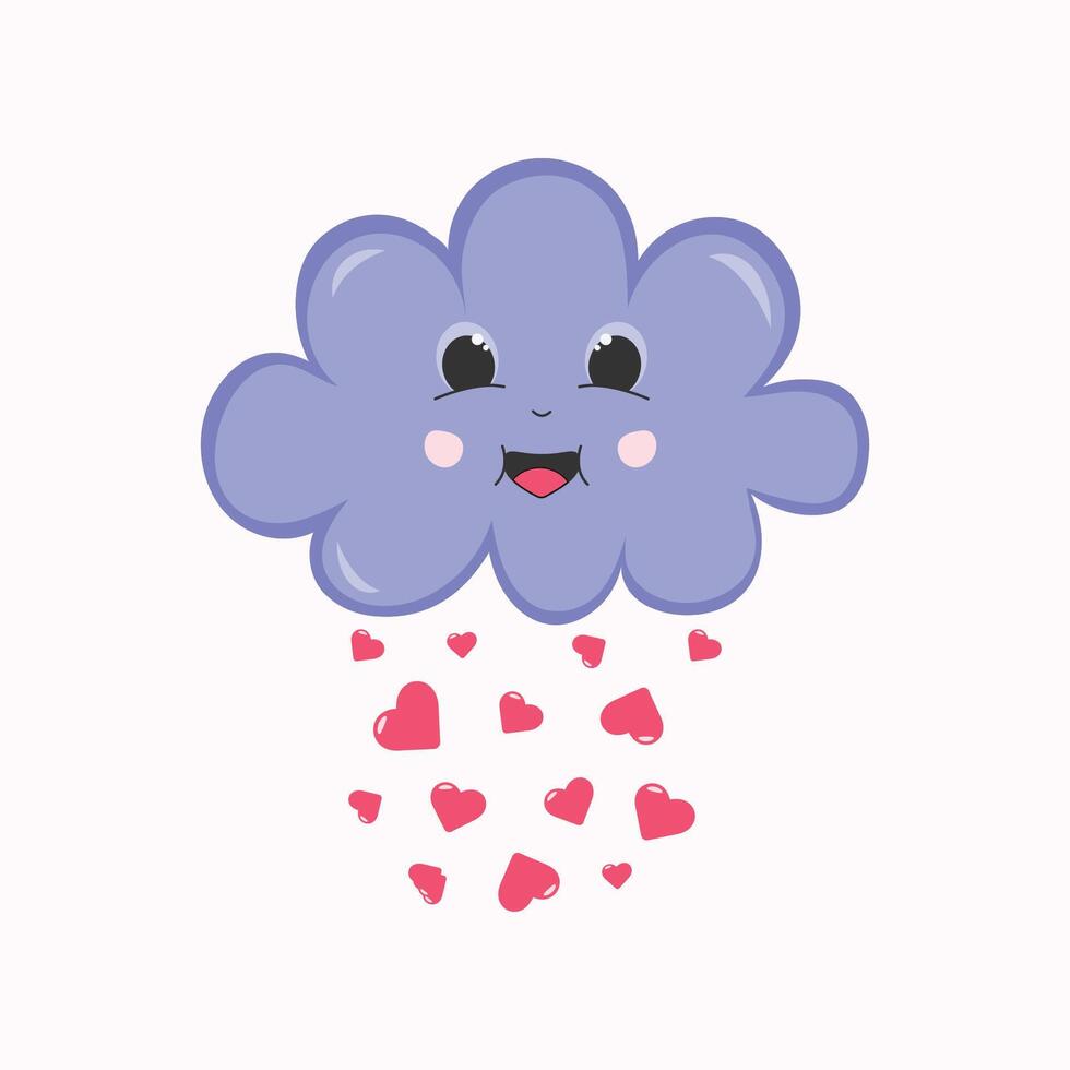 vettore personaggio - carino e contento viola nube con cuori.