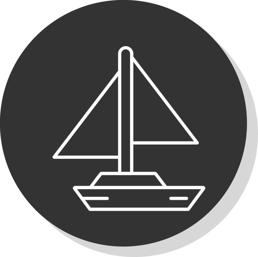 piccolo yacht linea grigio icona vettore