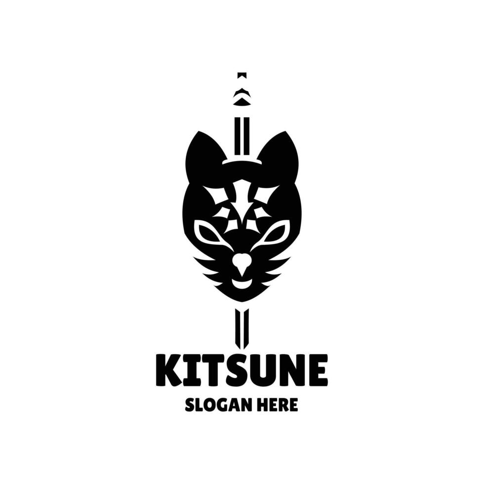kitsune silhouette logo design illustrazione vettore