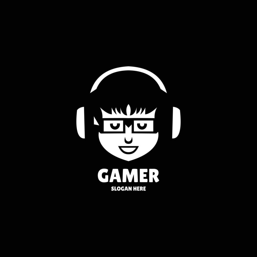 gamer silhouette logo design illustrazione vettore