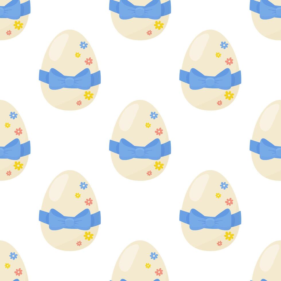 senza soluzione di continuità modello Pasqua uova con blu arco. vettore illustrazione. per il tuo disegno, involucro carta, tessuto.