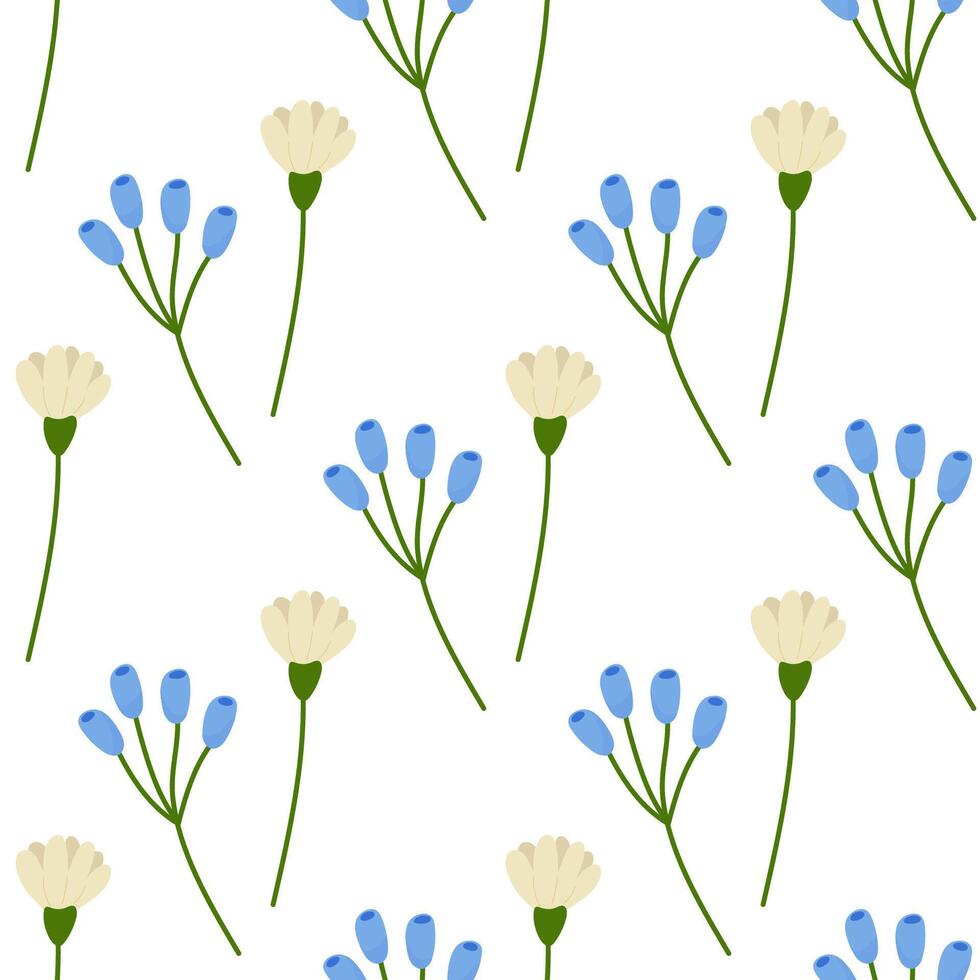 senza soluzione di continuità floreale primavera fiori bianca blue.vector illustrazione. per il tuo disegno, involucro carta, tessuto. vettore