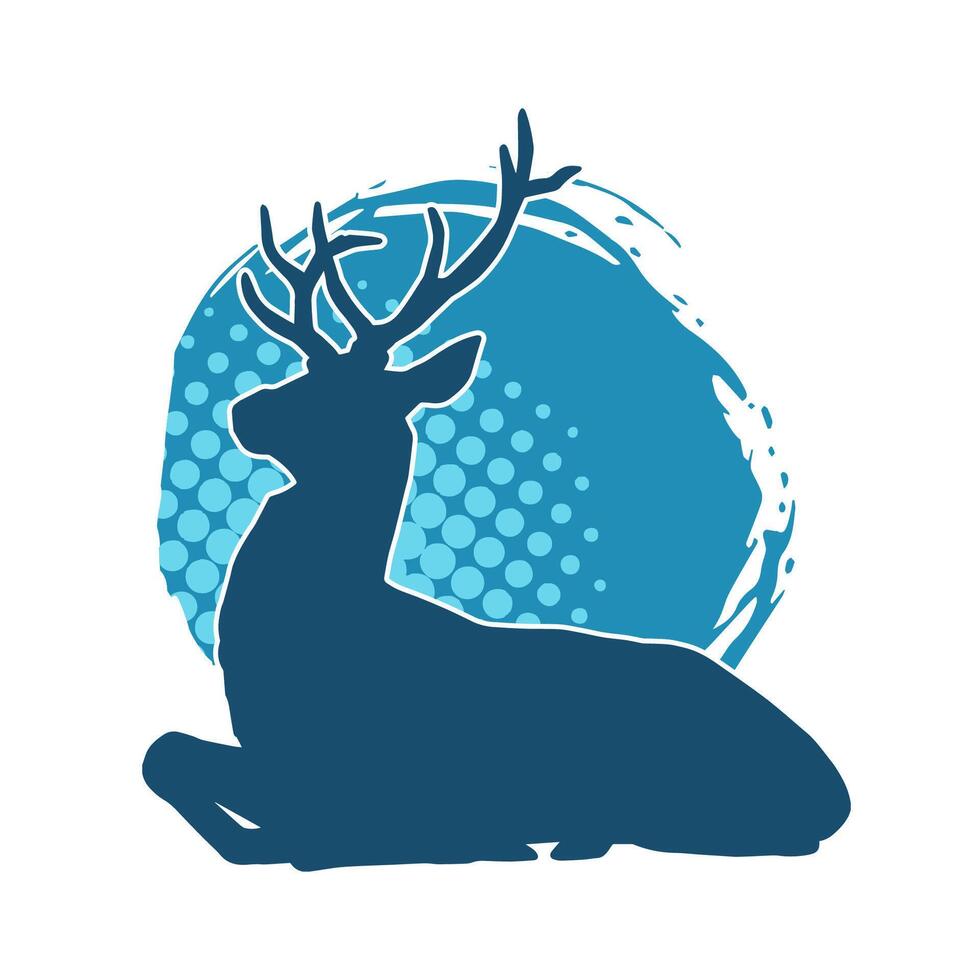 silhouette di un' cervo selvaggio foresta animale con corna. vettore