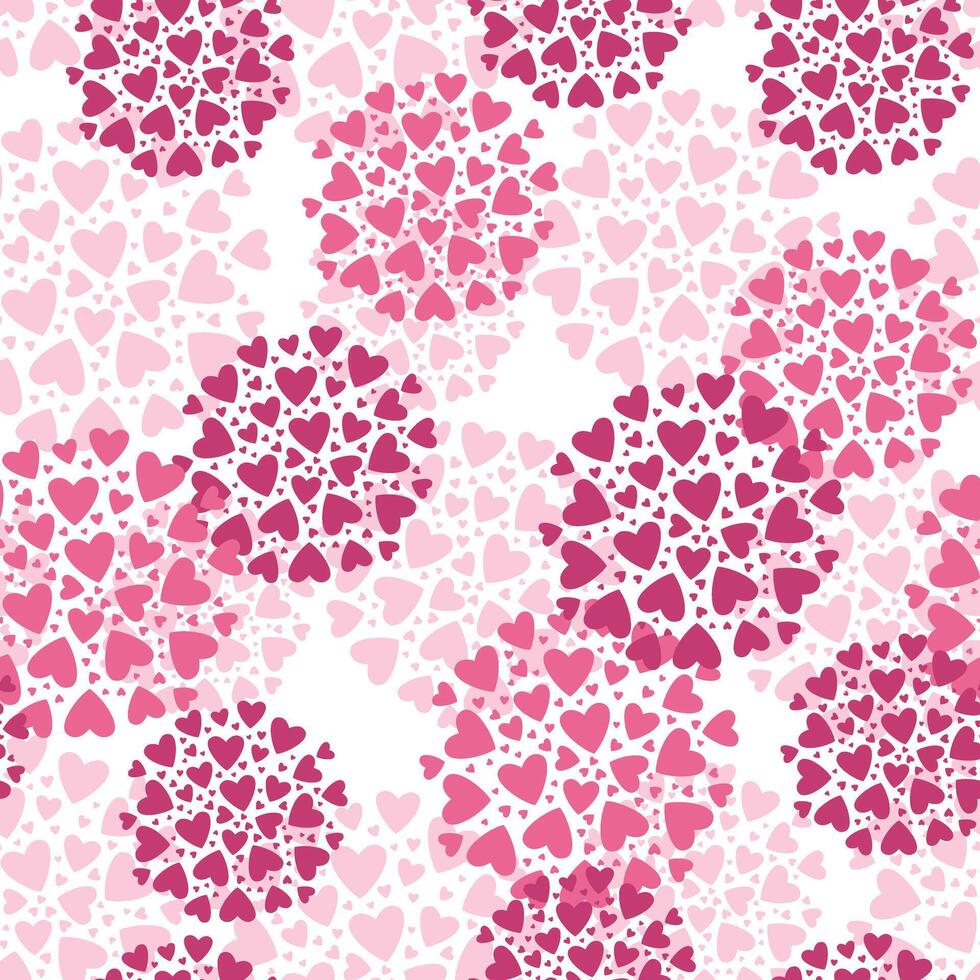 senza soluzione di continuità modello di piccolo rosa cuori. San Valentino giorno, amore, romantico sfondo con cuore palle. disegnato a mano illustrazione, vettore