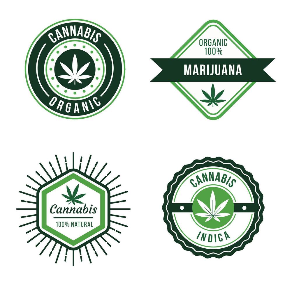 marijuana etichetta per medicina e fornitura nel cibo vettore