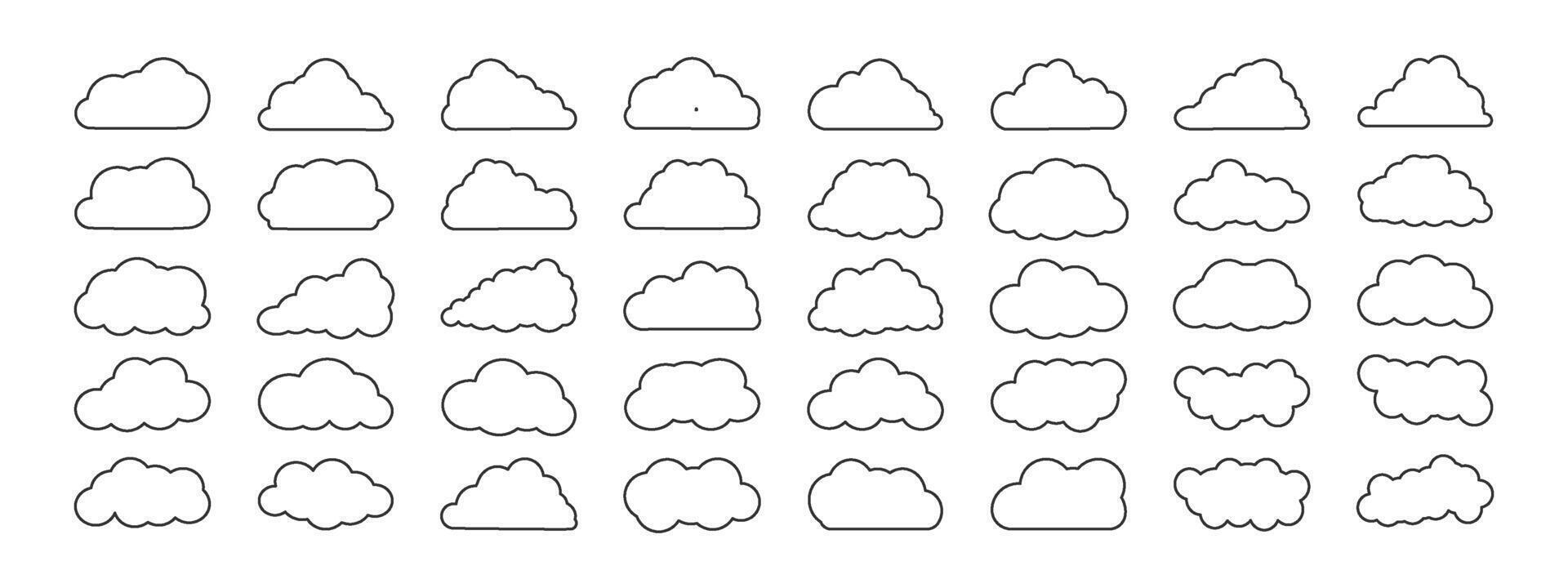 collezione di nube icone, forme, adesivi. impostato di nuvole, simbolo per il tuo sito web disegno, logo. vettore grafico elemento