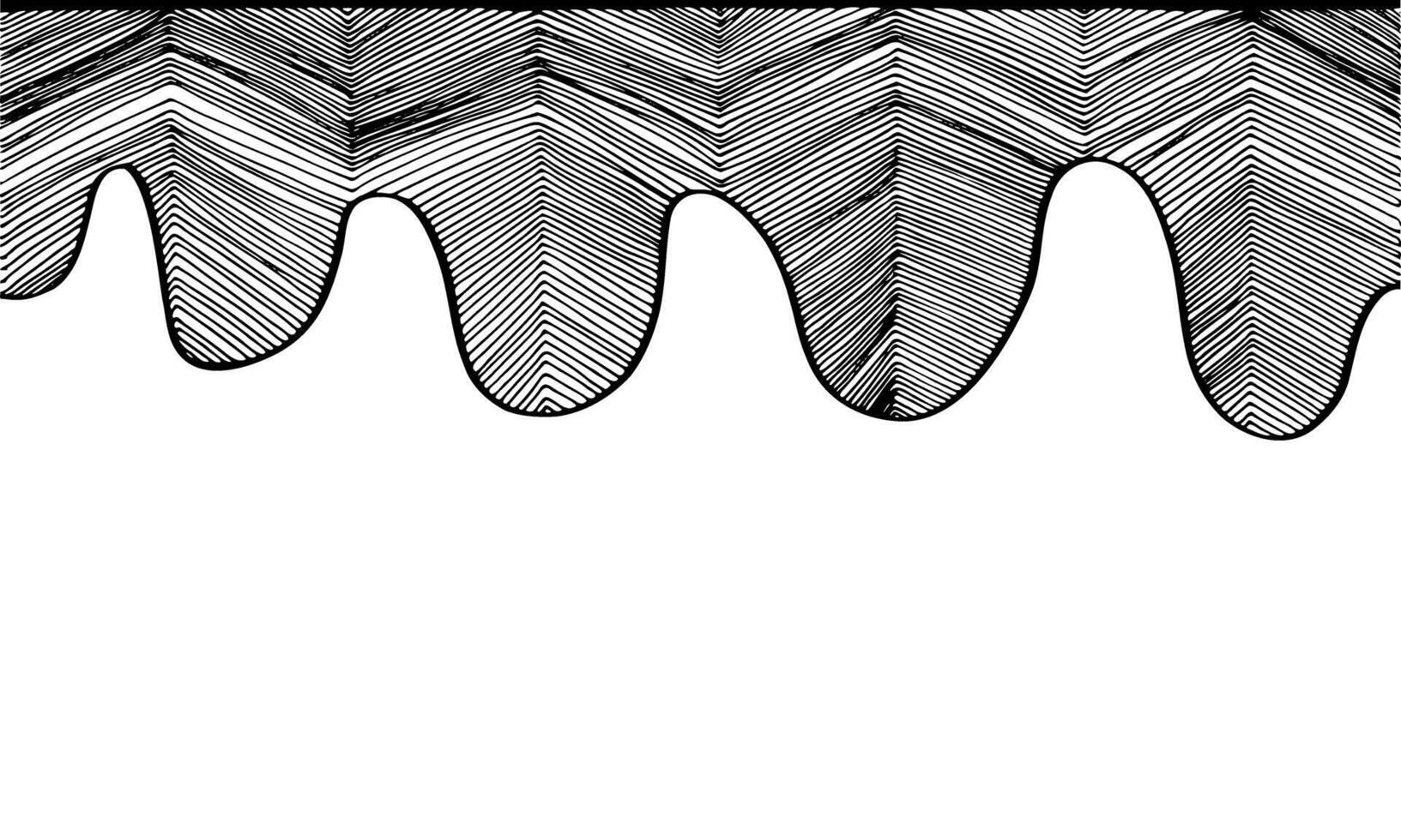 scarabocchio confine nero a spina di pesce banda con ondulato confine vettore
