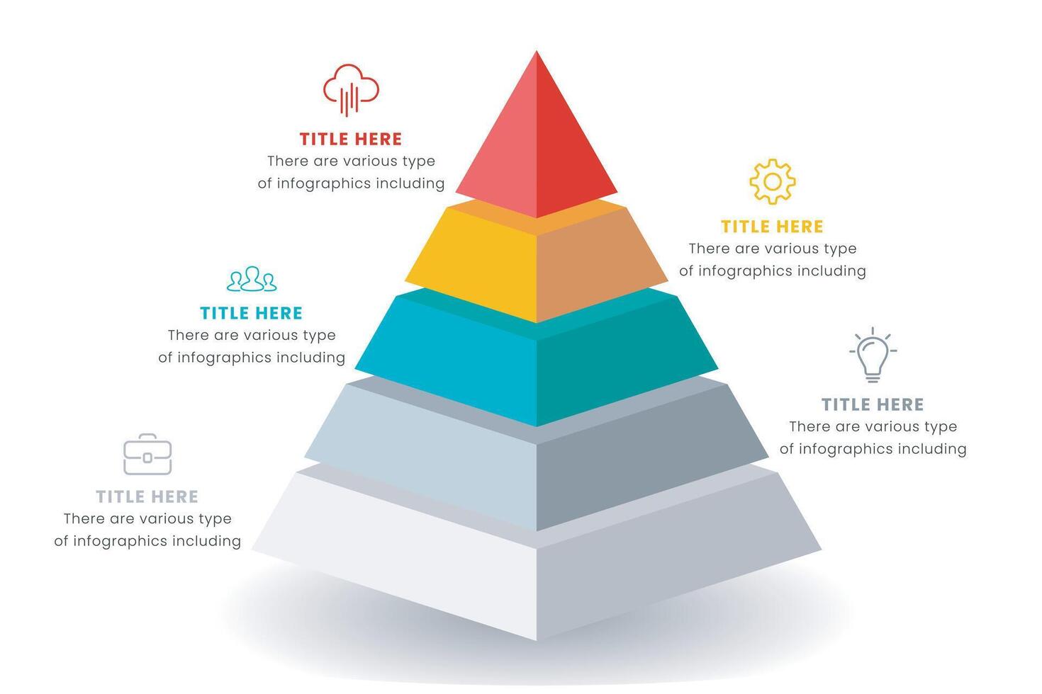 piramide Infografica design elemento modello, disposizione vettore per presentazione, striscione, rapporto, opuscolo, e volantino.