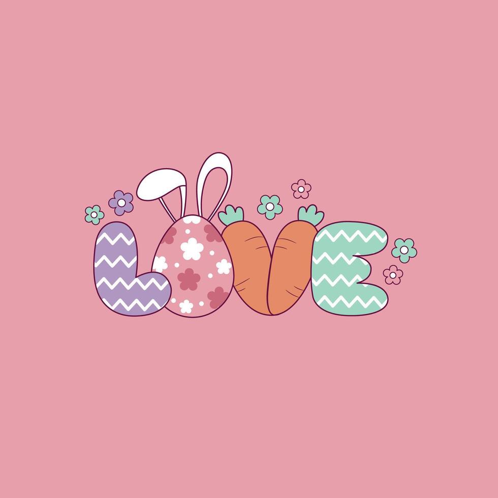 carino Pasqua illustrazione con il parola amore vettore