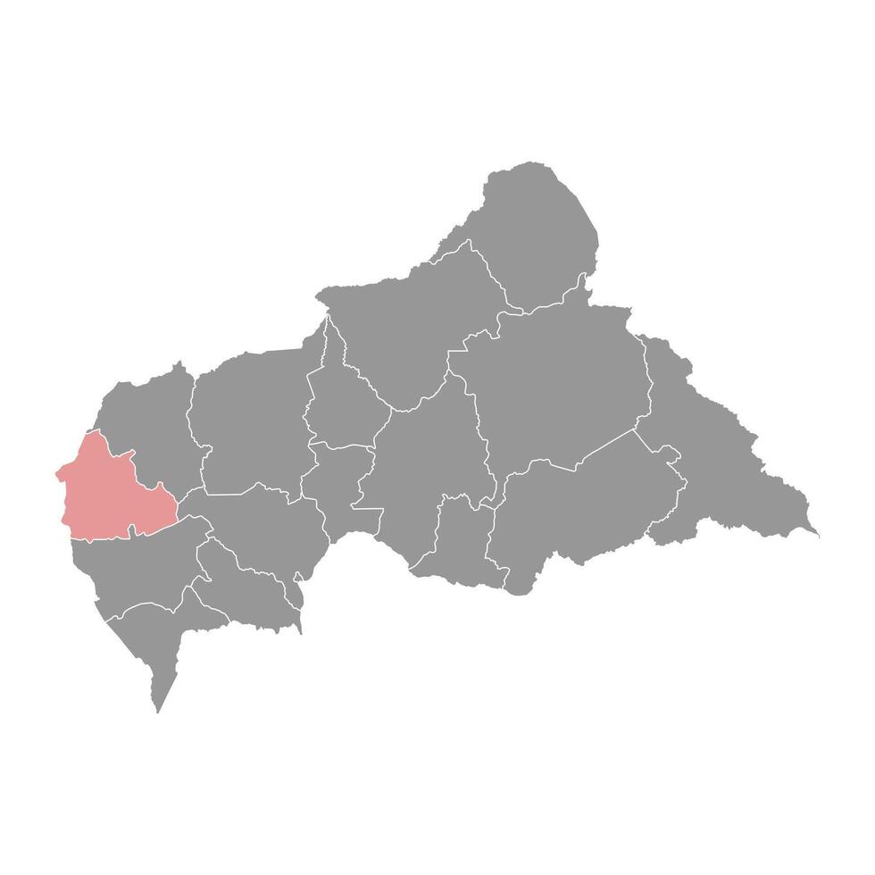 nana mambere prefettura carta geografica, amministrativo divisione di centrale africano repubblica. vettore
