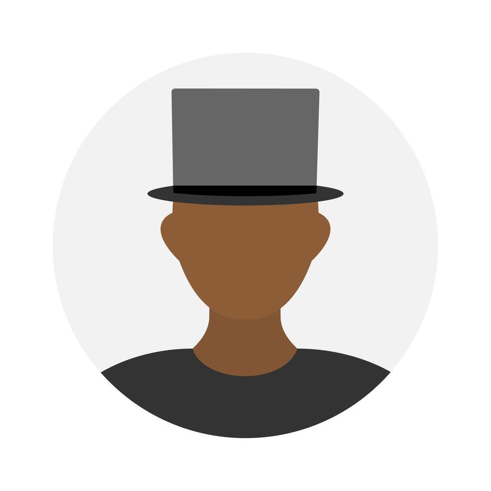 vuoto viso icona avatar con alto cappello. vettore illustrazione.