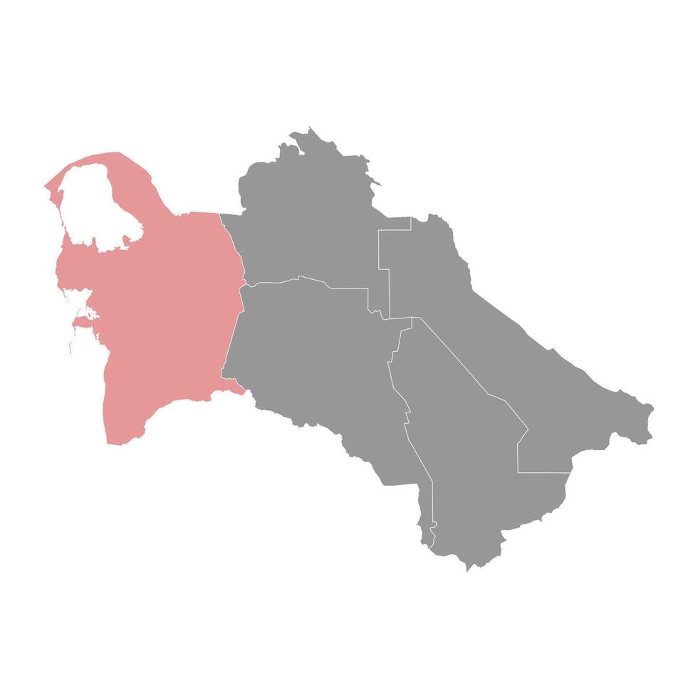 balcanico regione carta geografica, amministrativo divisione di turkmeno. vettore illustrazione.