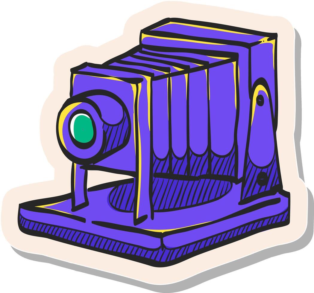 mano disegnato grande formato telecamera icona nel etichetta stile vettore illustrazione