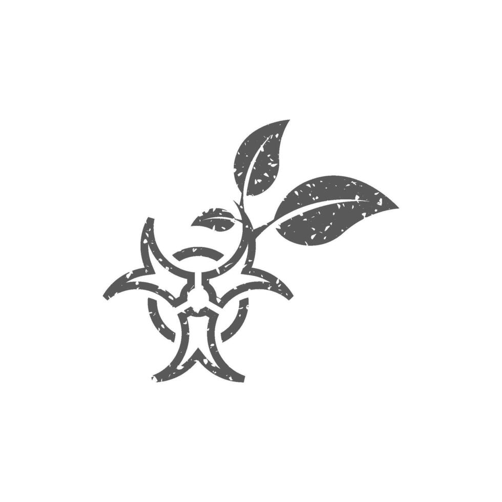 rischio biologico le foglie icona nel grunge struttura vettore illustrazione